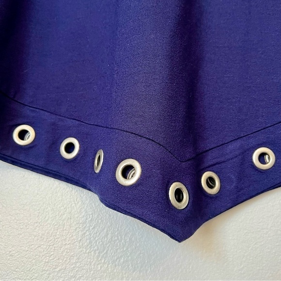 Soft Surroundings Missy S Navy Grommet Asymmetrical Metal Eyelets Hem Tunic Top - Picture 2 of 7